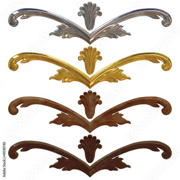 Obraz 3d gold and silver ornate