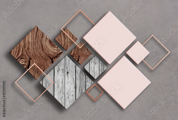 Obraz 3D abstract background with geometric figure. Abstract background for wallpaper. pink and tree texture rhombus