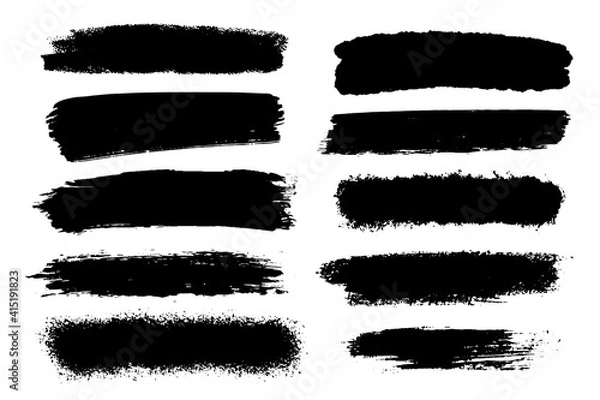 Fototapeta Vector set of hand drawn brush strokes, stains for backdrops. Monochrome design elements set. One color monochrome artistic hand drawn backgrounds.