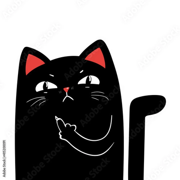 Obraz middle finger black cat. Vector illustration EPS 10