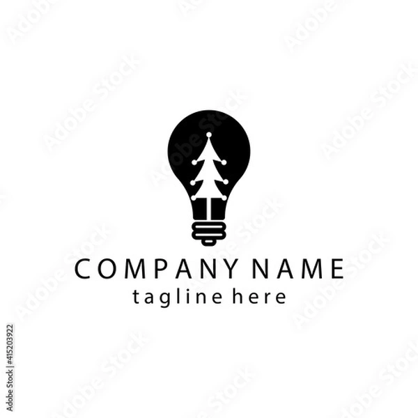 Fototapeta garden tree logo illustration lamp, abstract design vector template