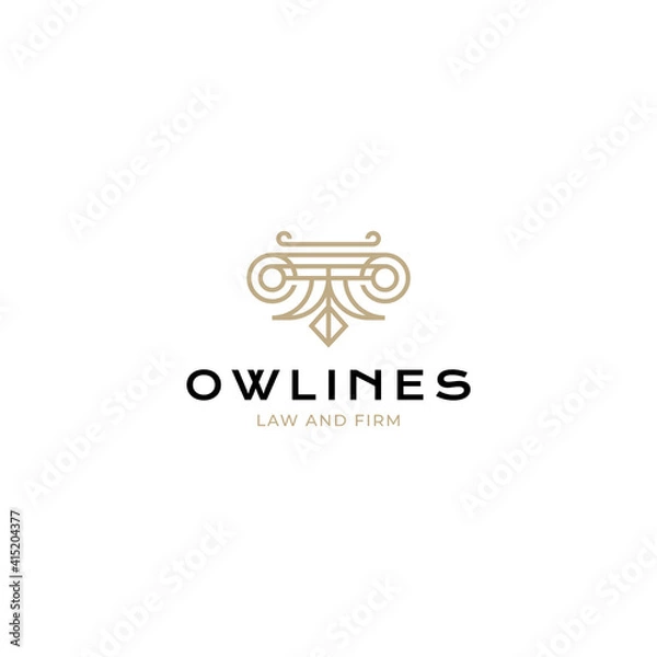 Obraz Owl line law firm logo vector icon illustration simple style