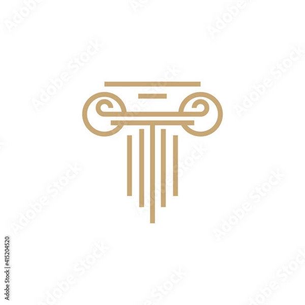 Obraz law pillar logo vector icon illustration line outline style