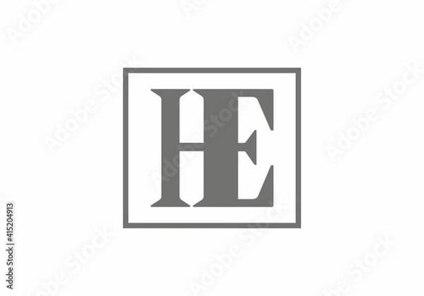 Obraz Grey HE initial letter in square