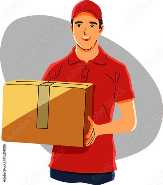 Obraz courier delivering package to costumer