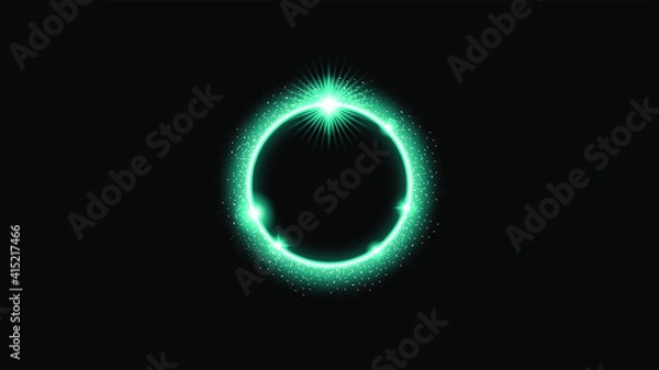 Fototapeta Sun Eclipse Turquoise Fire Dark Background Vector Moon Design Style Space Science Glow Light