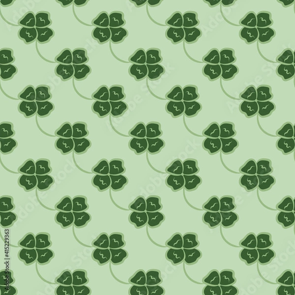 Obraz Four Leaf Clovers Seamless Pattern Background Print