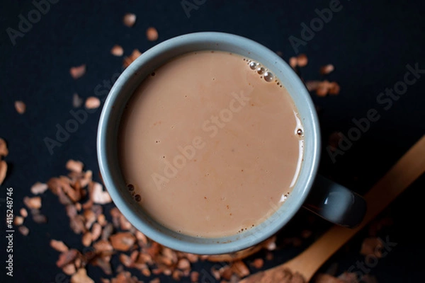 Obraz vegetable milk with cocoa powder