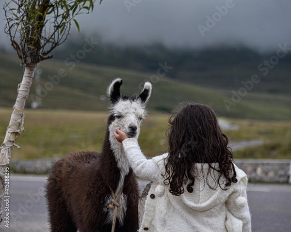 Obraz Child whit "llama"