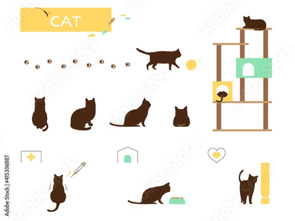 Obraz ねこのシルエット（線なし）