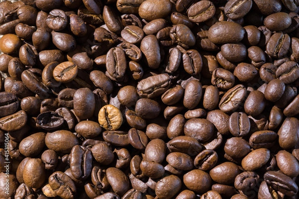 Fototapeta Coffee beans close up. Background image.