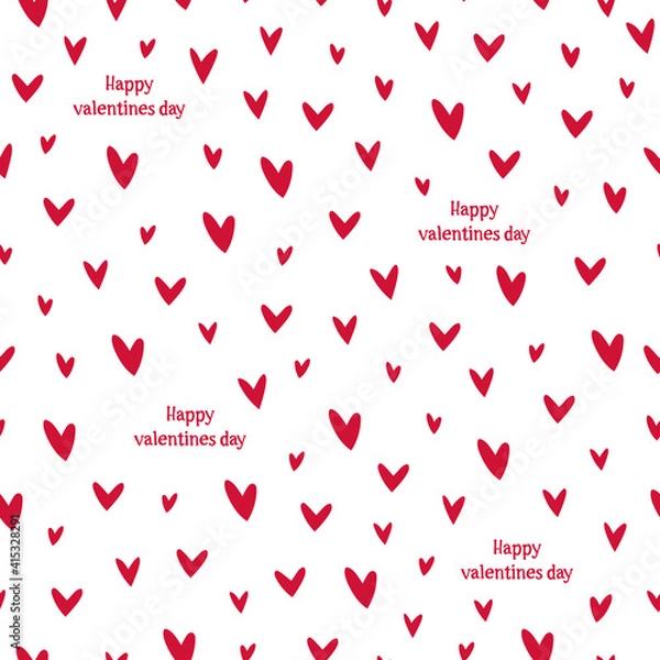 Fototapeta Cute vector seamless patterns of hearts in honor of Valentine's Day. I love you. Celebration. Designed for printing postcards, leaflets, notebooks, paper, textiles