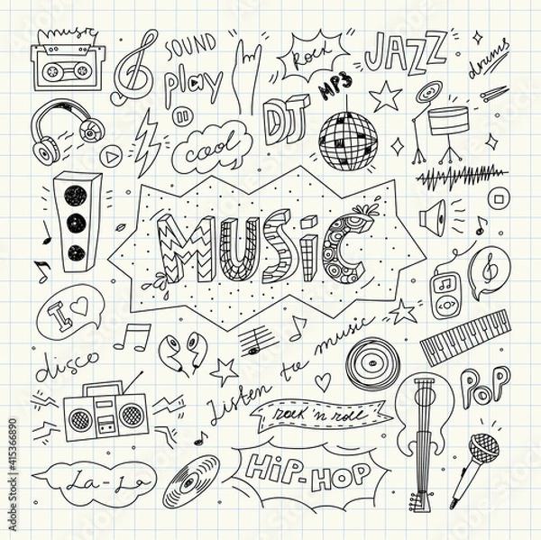 Obraz Music Doodle Vector Clip Art Collection