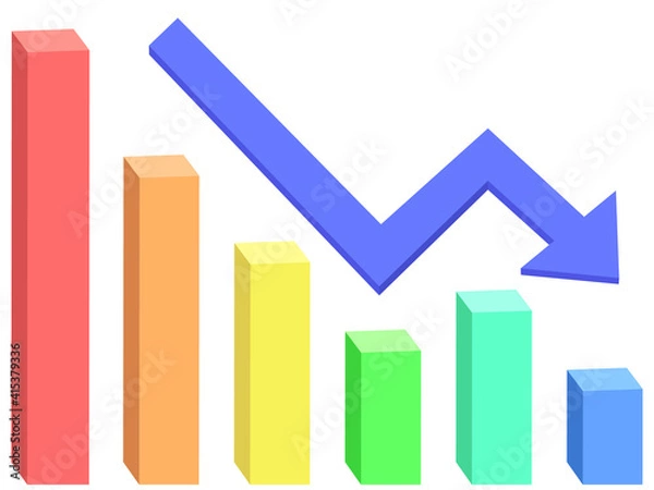 Fototapeta 立体グラフ 下落 2