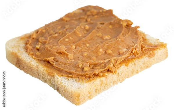 Fototapeta toast with peanut butter isolated on white background