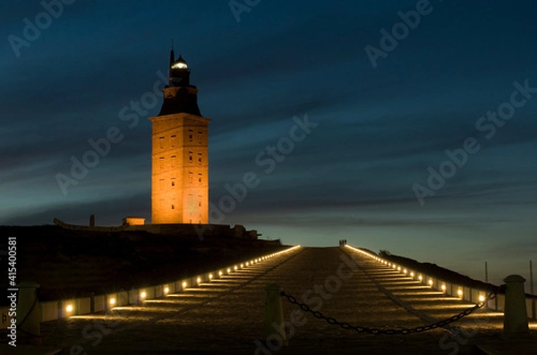 Obraz hercules tower lighthouse at night