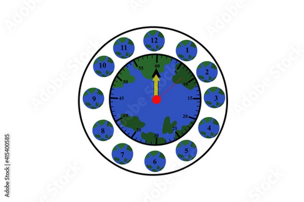 Obraz Clock-shaped planet earth illustration.