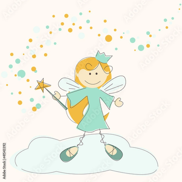 Fototapeta Vector illustration of a fairy with magic stick
