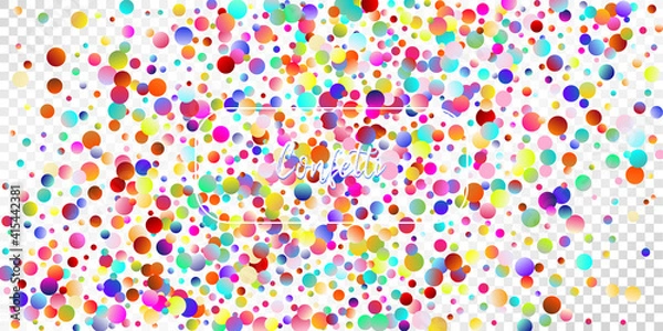 Fototapeta Carnival Confetti Explosion Vector Background. Colorful Circles, Bubbles, Shine Decoration.