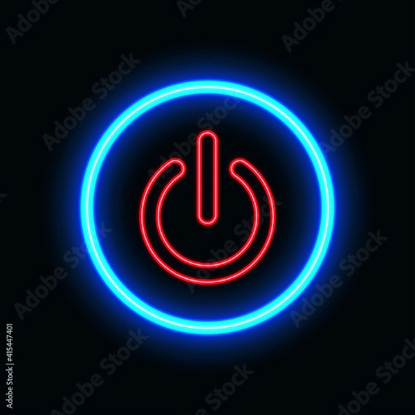 Fototapeta Power on neon icon for website and UI material. vector illustration