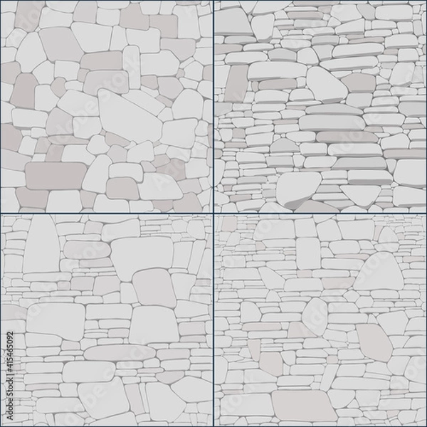 Obraz set of vector decorative seamless stone wall textures