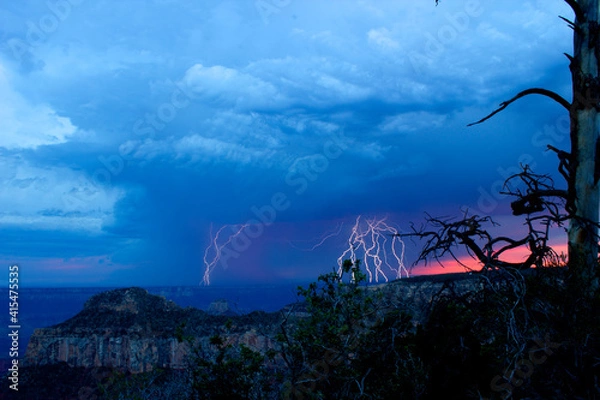 Obraz Lightening storm over canyon