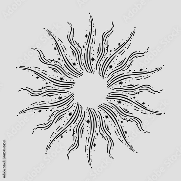 Obraz hand drawn sunburst, celestial design