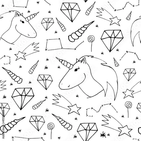 Obraz Dreamlike hand-drawn seamless pattern