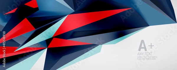 Fototapeta Vector triangle geometric backgrounds. Low poly 3d shape on light backdrop. Vector illustration for covers, banners, flyers and posters and other designs