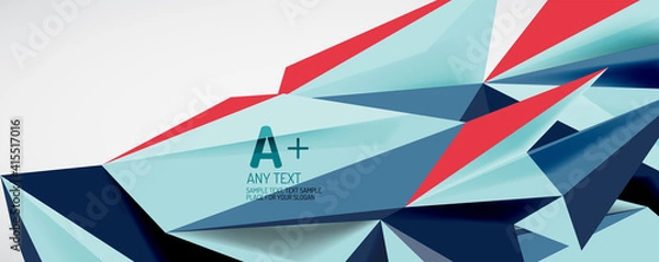 Fototapeta Vector triangle geometric backgrounds. Low poly 3d shape on light backdrop. Vector illustration for covers, banners, flyers and posters and other designs