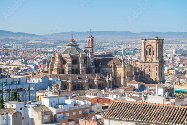 Fototapeta views of famous cathedral in granada, Spain