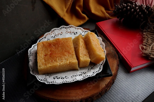 Fototapeta Javanese pancake with cutting Slice is a Javanese traditional pancake made from grated coconut