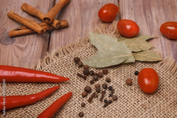 Obraz Red chili peppers and cherry tomatoes