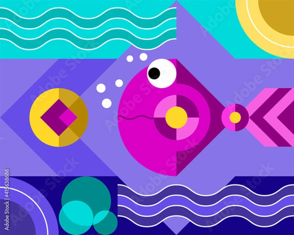 Obraz Geometric pattern. The image of a stylized fish. Useful for textiles, packaging, advertising.