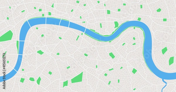 Obraz Vector color map of London. United Kingdom. Blank urban plan of London. Vector.