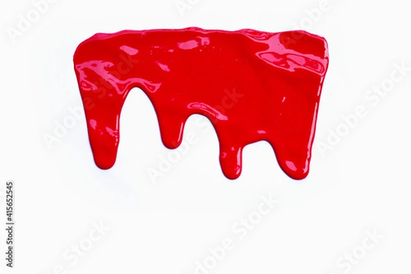 Fototapeta Paint red color dripping, Color cropping on white