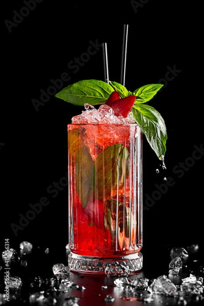 Fototapeta fruit lemonade in a glass with ice