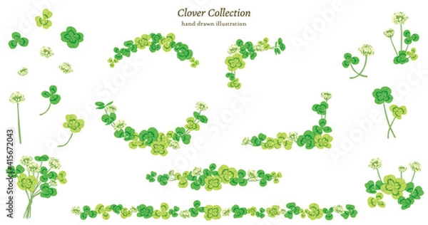 Obraz クローバーイラスト素材セット