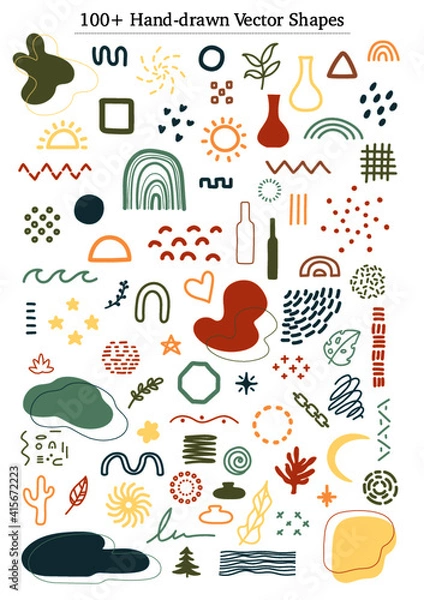 Obraz 100+ Hand-drawn Vector Shapes