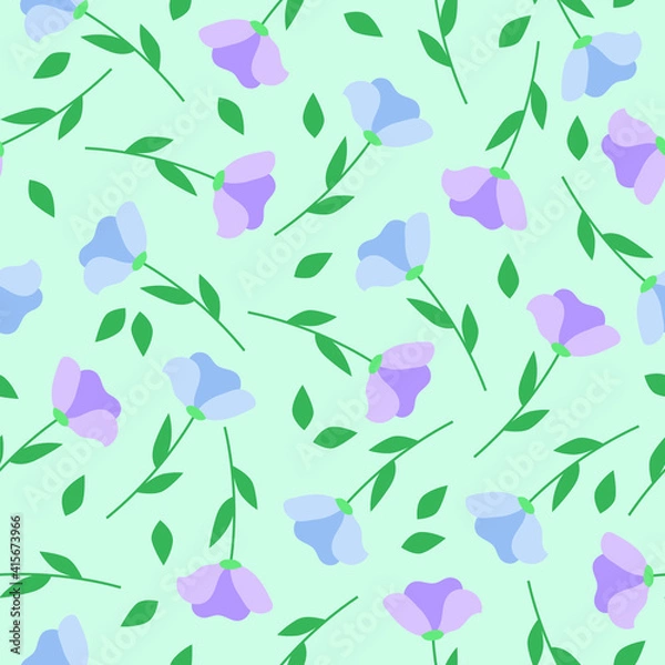 Obraz Simple spring vector pattern. Blue and purple flowers.
