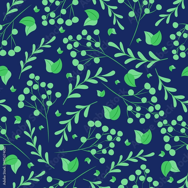 Obraz Simple spring vector pattern.
Different leaves on a dark background.