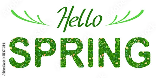 Obraz Simple vector background. Hello spring text phrase.