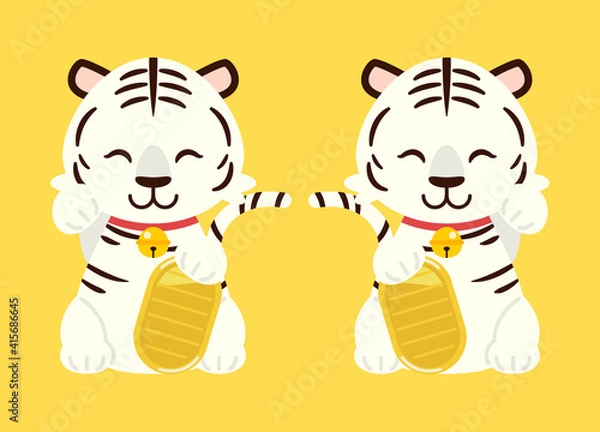 Obraz 招き虎イラスト素材 : Maneki tiger illustration material
