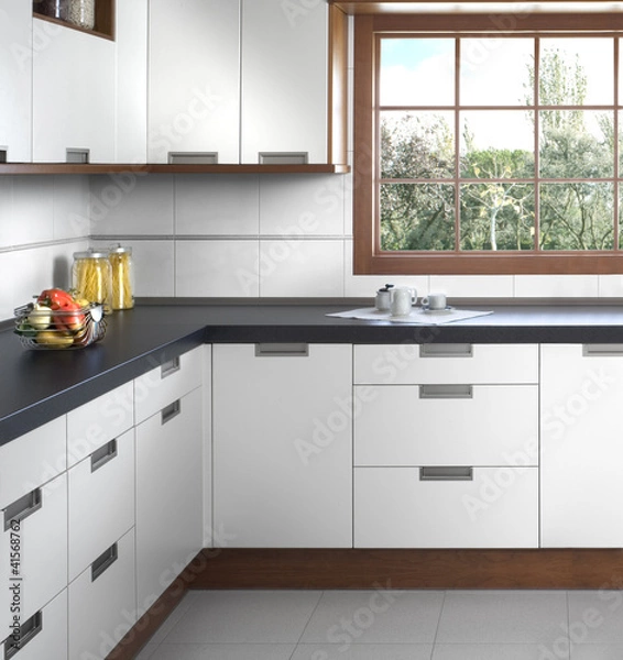 Fototapeta Modern white kitchen interior design - COCINA DISEÑO