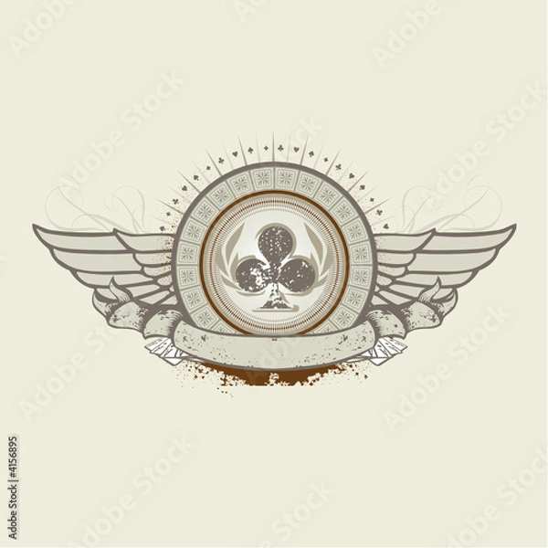 Obraz Vector illustration on a gambling subject. Club Suit emblem    