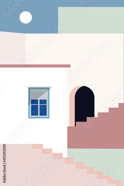 Fototapeta Modern and simple Morante tone abstract architectural window still life decorative painting