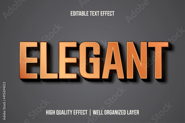 Obraz Luxury Gold Text Effect. Editable Bronze Font Style. Elegant Mettalic Editable Text Effect Templates Mockup