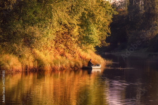 Fototapeta sunset on the river