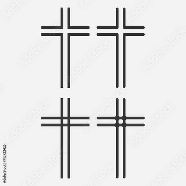 Fototapeta Christian Cross icon logo app, UI. Vector illustration.