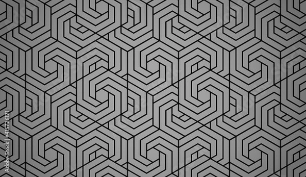 Fototapeta Abstract geometric pattern with stripes, lines. Seamless vector background. Black and gray ornament. Simple lattice graphic design